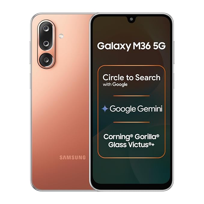Samsung Galaxy M36 5G Orange Haze 50MP Camera Super AMOLED Display