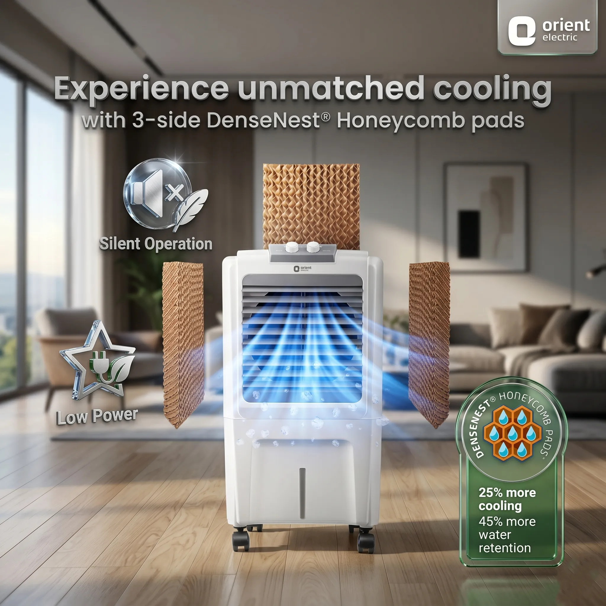 orient electric 40l air cooler portable desert cooler for home, honeycomb pads, high air delivery (2026) orient electric 40l air cooler portable desert cooler for home, honeycomb pads, high air delivery (2026)