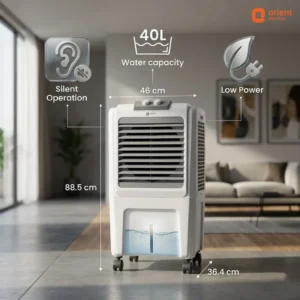 Orient Electric 40L Air Cooler - Portable Cooler for Home orient electric 40l air cooler portable desert cooler for home, honeycomb pads, high air delivery (2026)